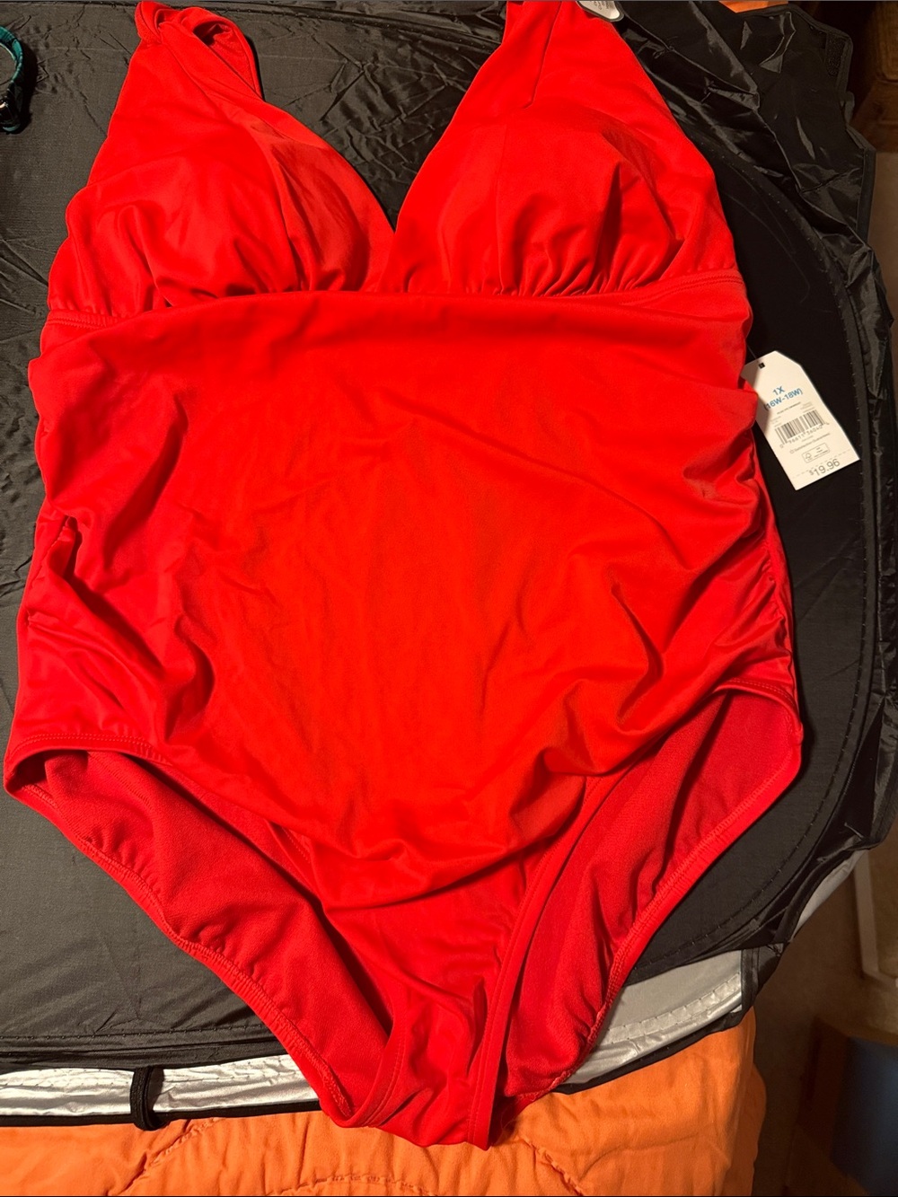 Time and Tru Bright Red One-Piece Swim Suit